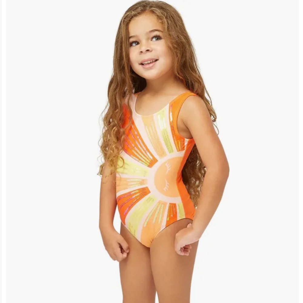 New with Tag Peek ArenT You Curious SUNSHINE & SEQUINS ONE-PIECE SWIMSUIT 6-7